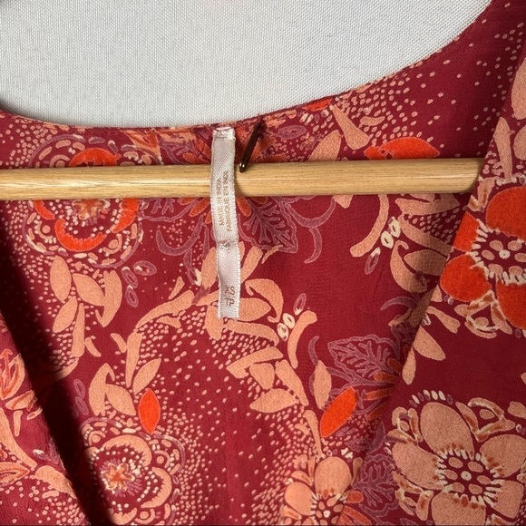 Free People Stealing Fire Red Combo Floral Mini Dress XS - Picture 3 of 4